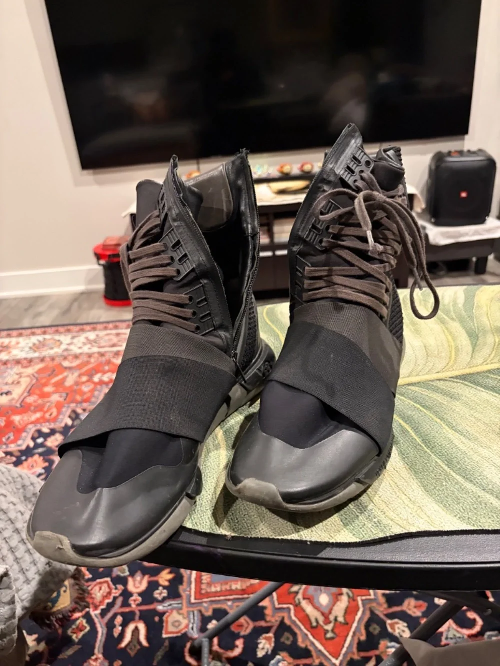 Yohji Yamamoto Y-3 x Adidas High Leather Zip Qasa Boot